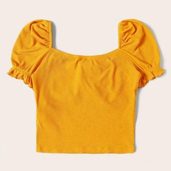 Sweetheart Neck Knot Front Crop Top NWOT - Picture 3 of 4